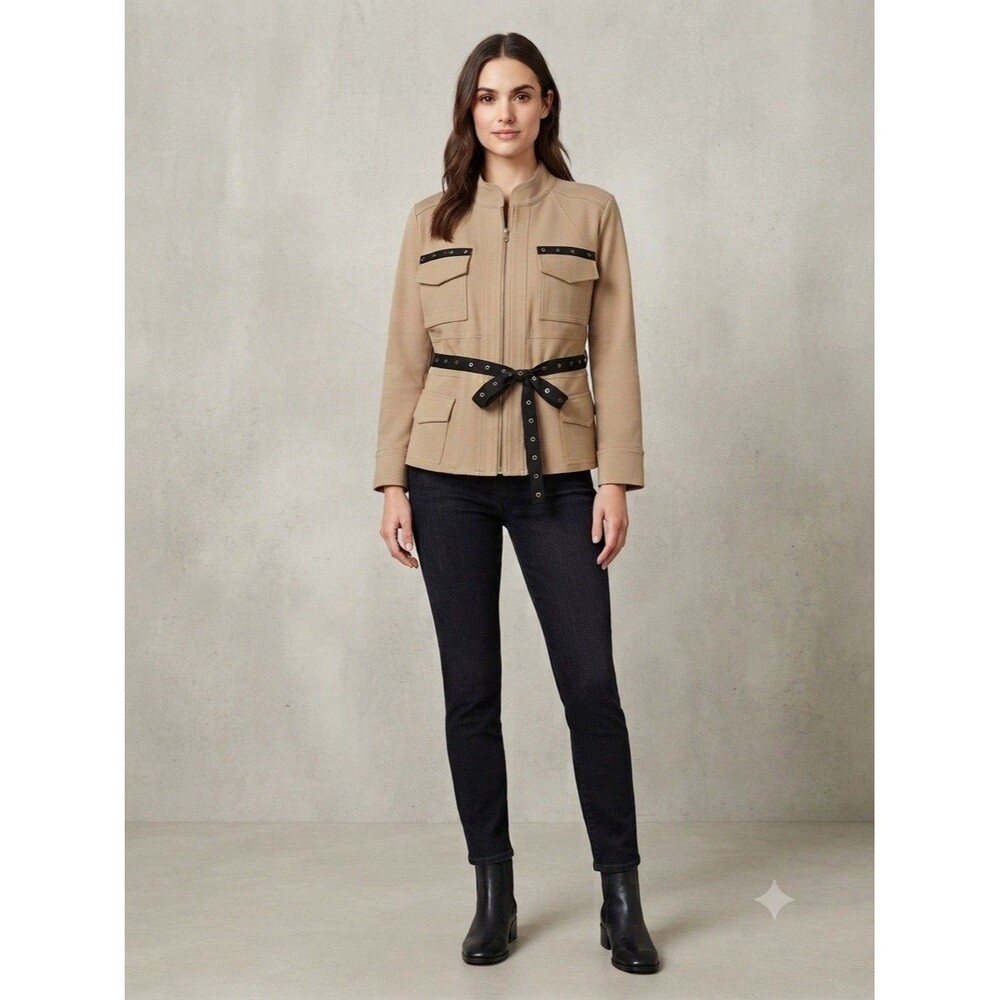 Tracy Reese Utility Jacket Womens Small Tan Military Gorpcore Structured Preppy